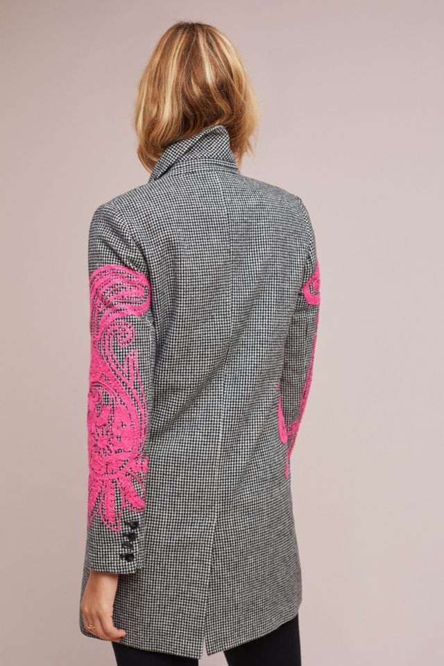 Embroidered Houndstooth Blazer #1