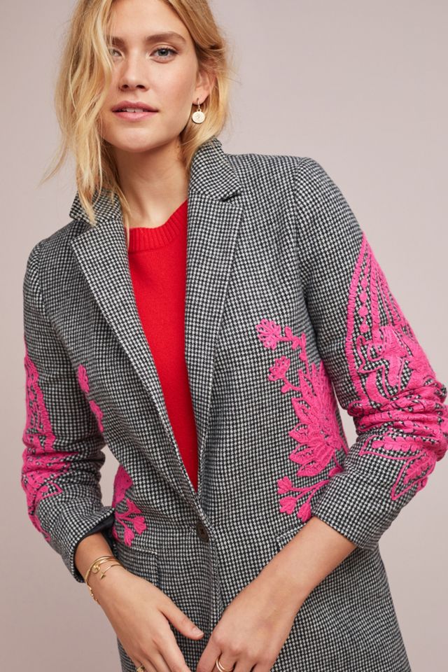 Embroidered Houndstooth Blazer #2