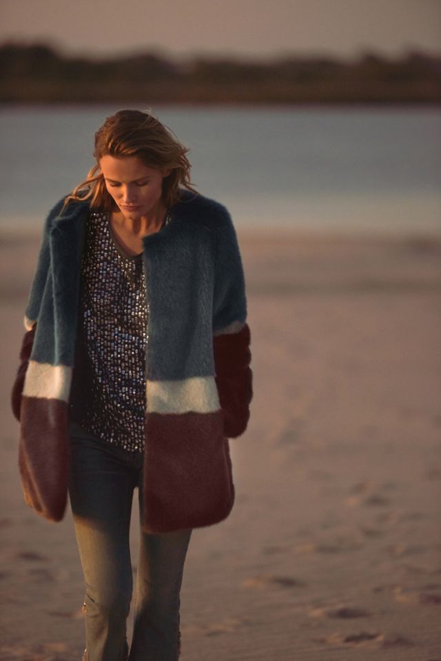 Colorblocked Faux Fur Coat #3