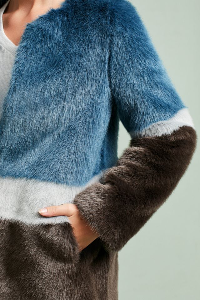 Colorblocked Faux Fur Coat #1