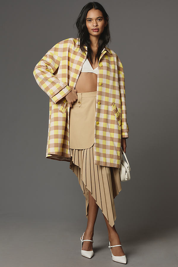 Maeve Gingham Swing Jacket In Yellow