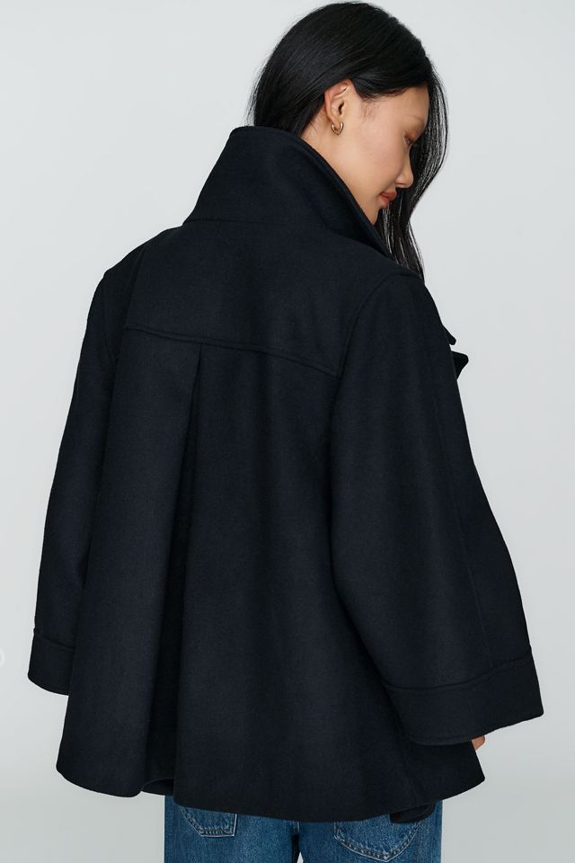 Maeve Moore Wool Blend Funnel Neck Cape Coat #3