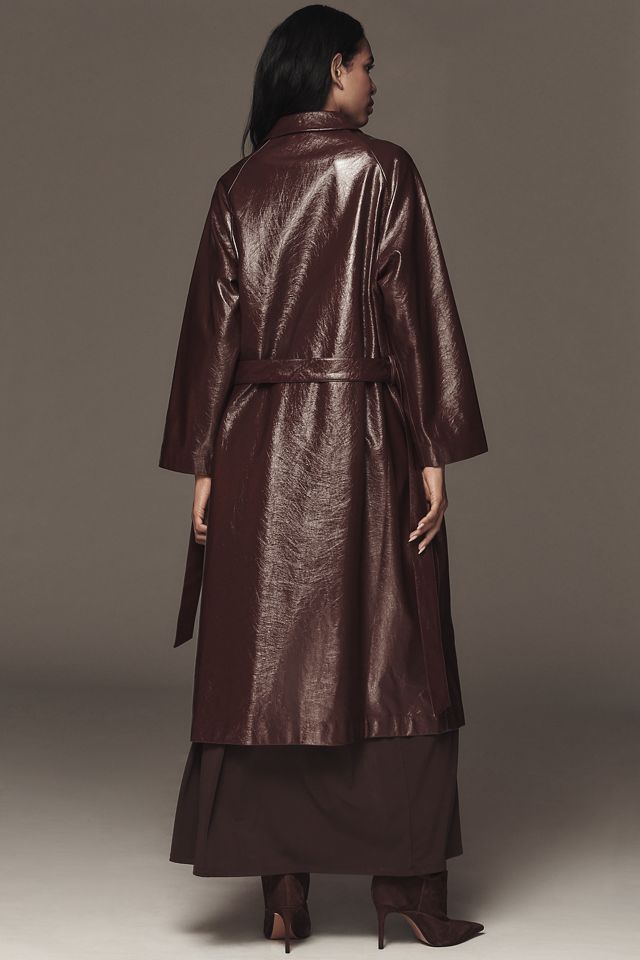 FRNCH Halimi Patent Faux-Leather Trench Coat #3