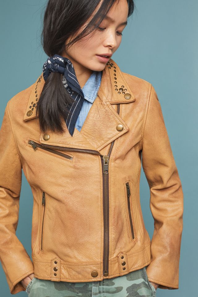 Frye The Biker Studs Leather Moto Jacket #2