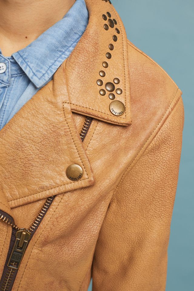Frye The Biker Studs Leather Moto Jacket #3