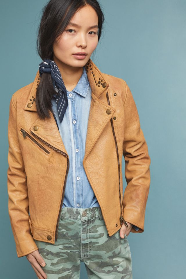Frye The Biker Studs Leather Moto Jacket