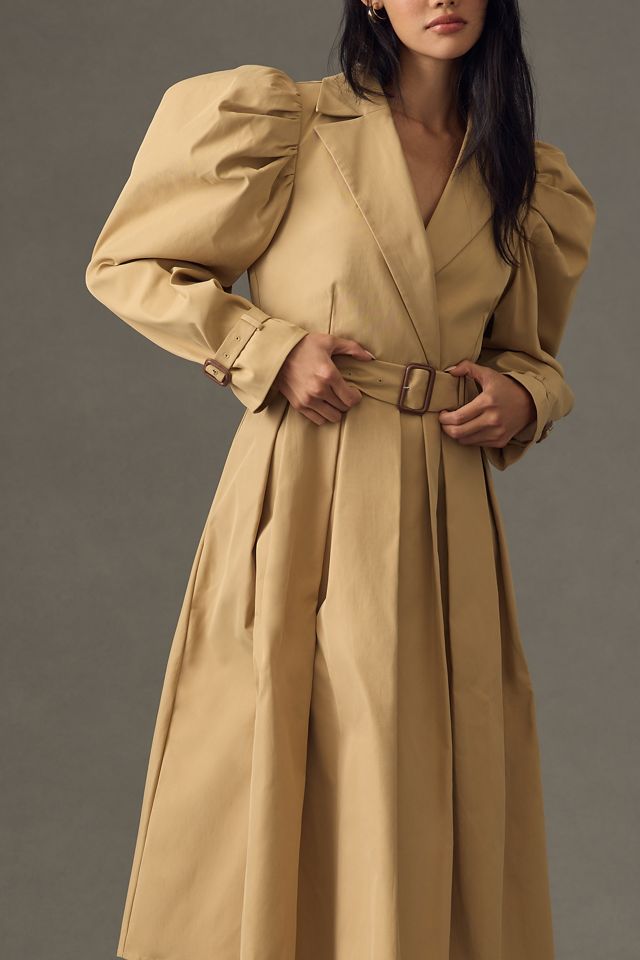 Mare Mare Puff-Sleeve Pleated Trench Coat #1