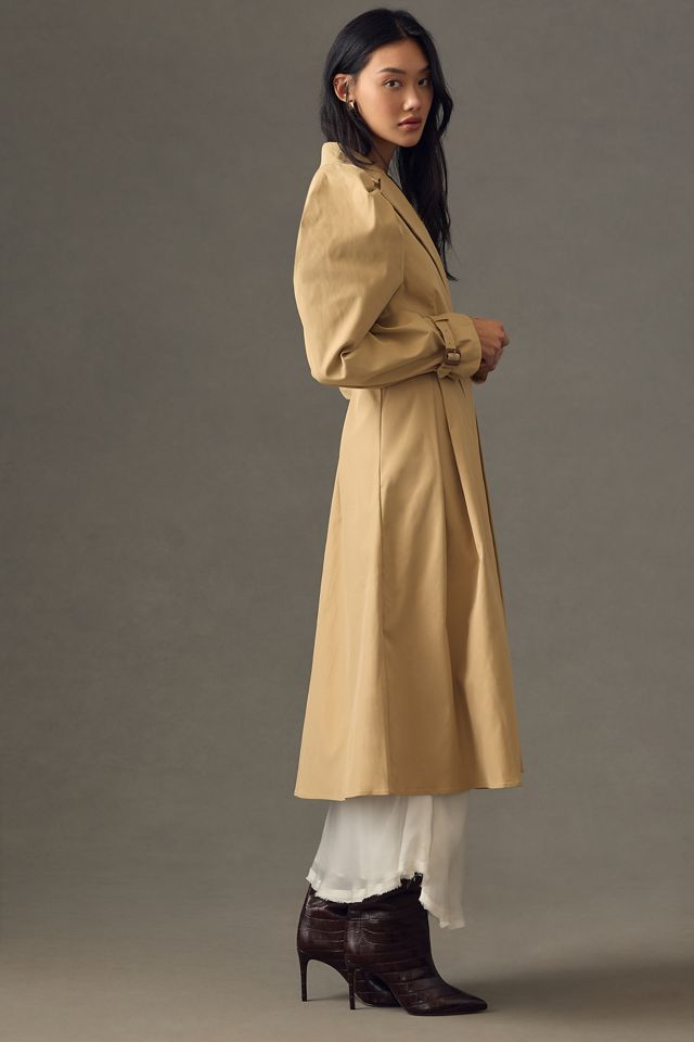 Mare Mare Puff-Sleeve Pleated Trench Coat