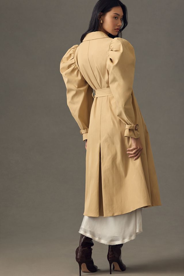 Mare Mare Puff-Sleeve Pleated Trench Coat #3