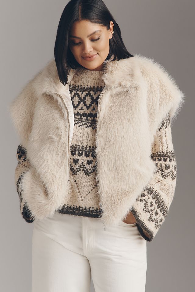 OLUN short ribbon fur vest アイボリー OLUN ベスト ジレ Short ribbon fur vest/ショートリボンファーベスト