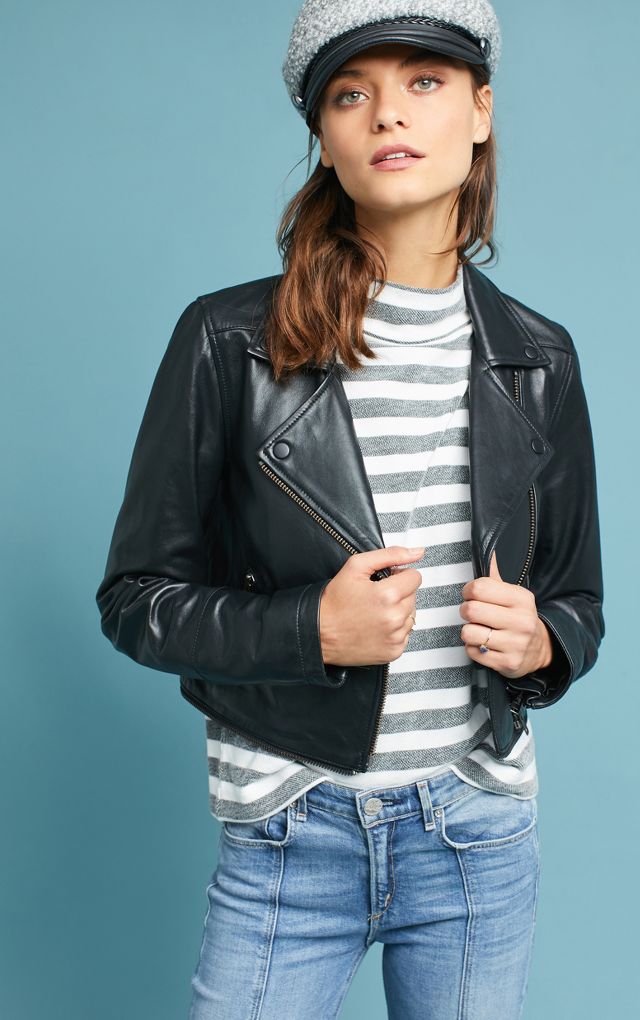 Michael Stars Convertible Leather Moto Jacket