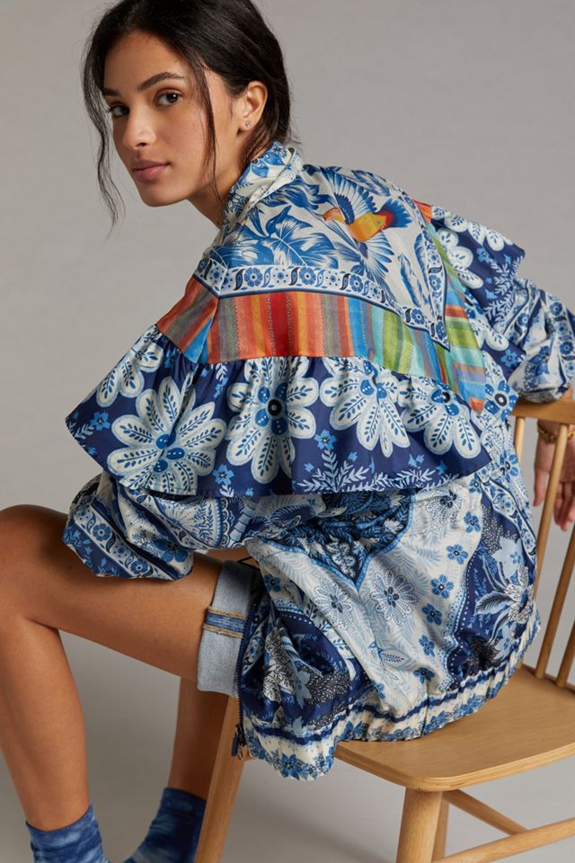 Farm Rio Blue Palms Windbreaker Jacket | Anthropologie