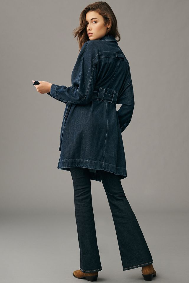 Pilcro Oversized Draped Dolman Denim Trench Coat | Anthropologie