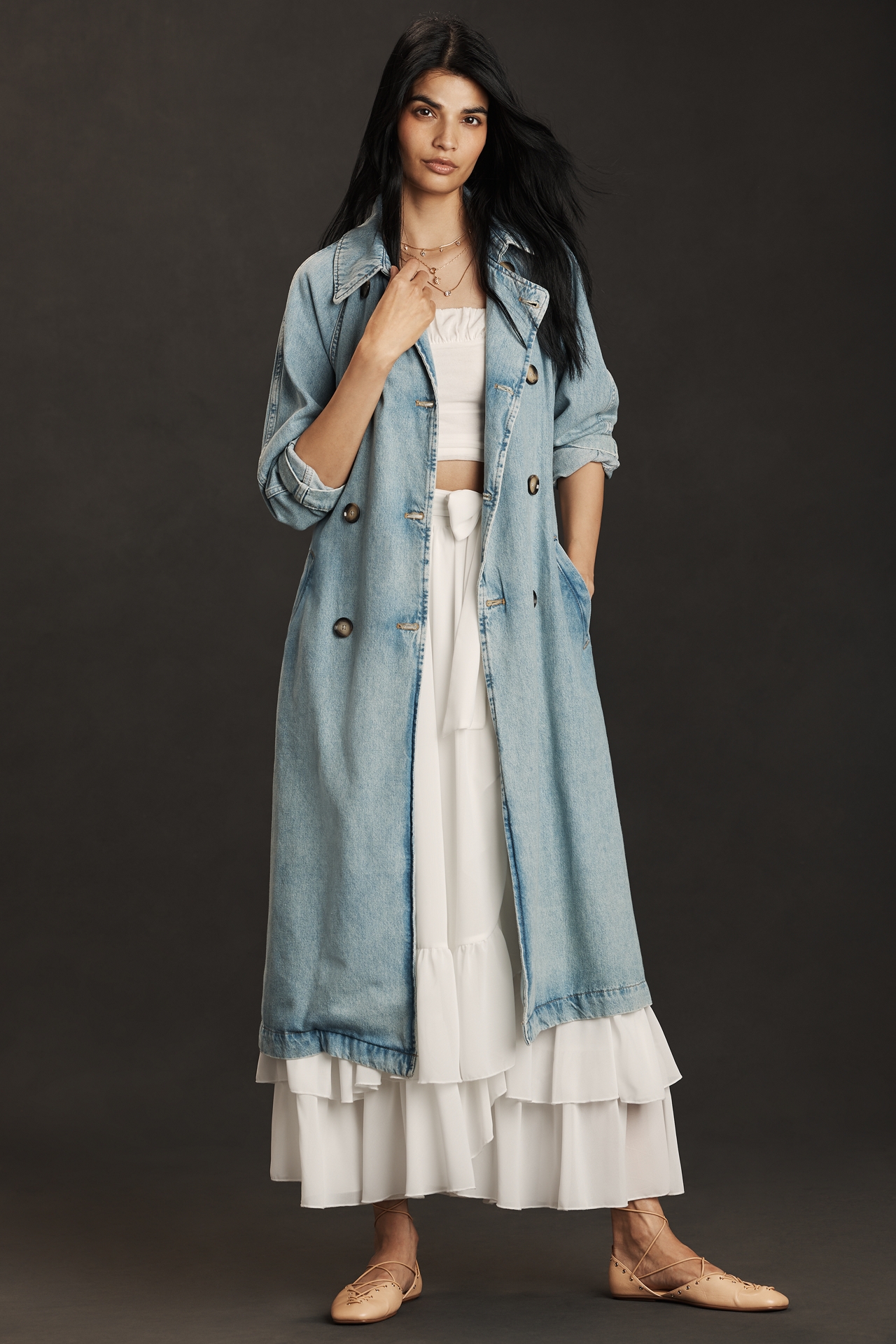 Pilcro Denim Trench Coat