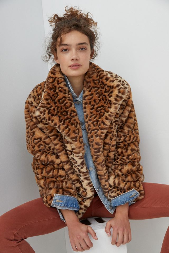 Cheetah print clearance faux fur jacket