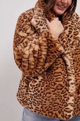 anthropologie leopard faux fur jacket