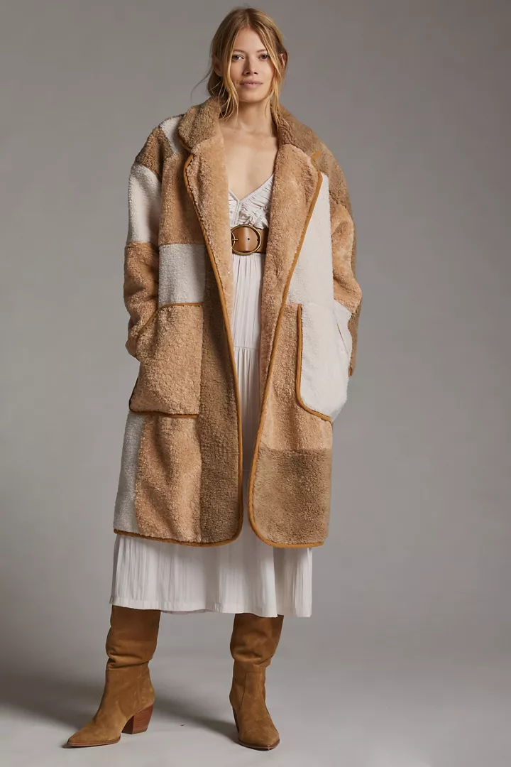 Pilcro Colorblocked Sherpa Coat