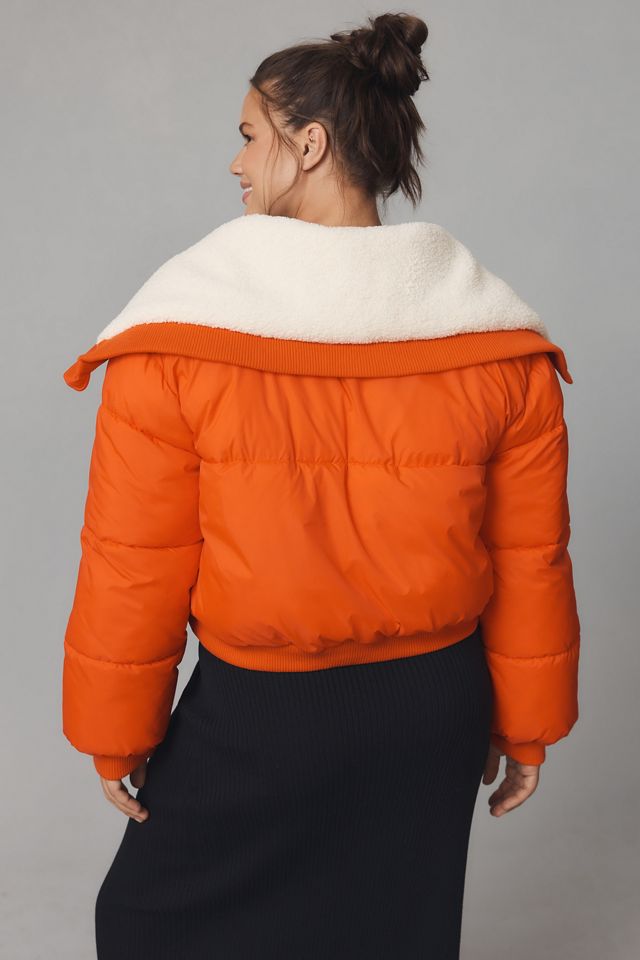 Maeve Sherpa Collar Cropped Puffer Jacket #6