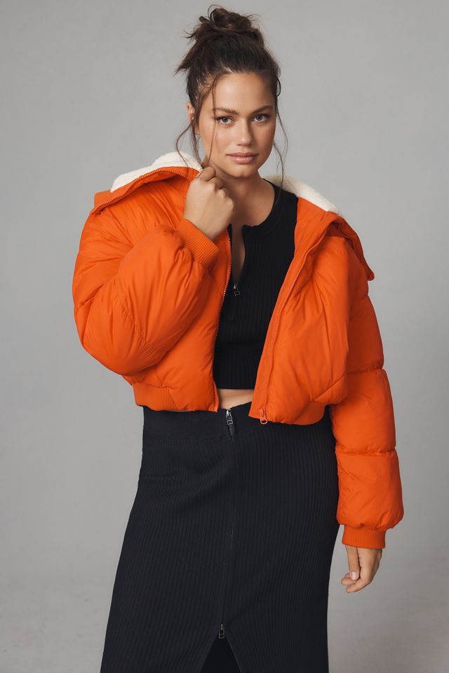 Maeve Sherpa Collar Cropped Puffer Jacket #4