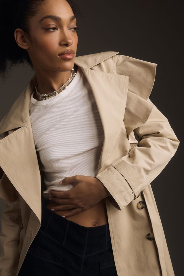 By Anthropologie Ruffled Trench Coat | Anthropologie