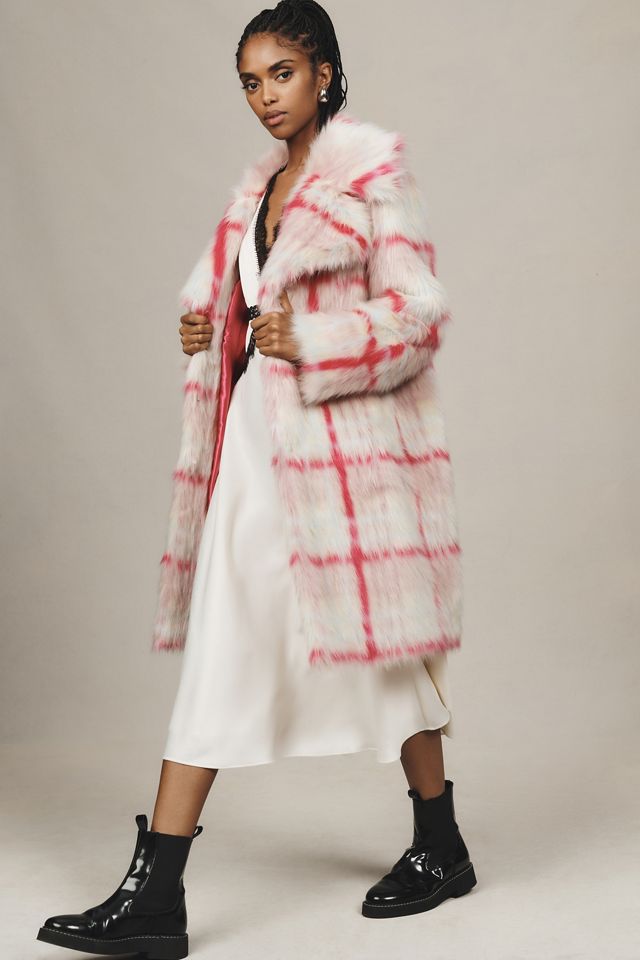 NVLT Plaid Faux Fur Coat