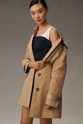 Shop Ellen Tracy Belted Trench Coat Jacket In Beige