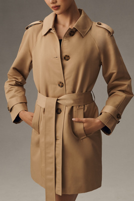 Trench Coat Femme Ellen Tracy Marron Double Boutonnage, Taille S - Neuf Sans étiquettes, Doublé, Ceinture
