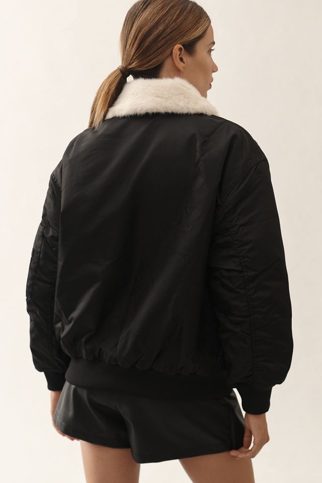 NVLT Faux-Fur Collared Bomber Jacket #1