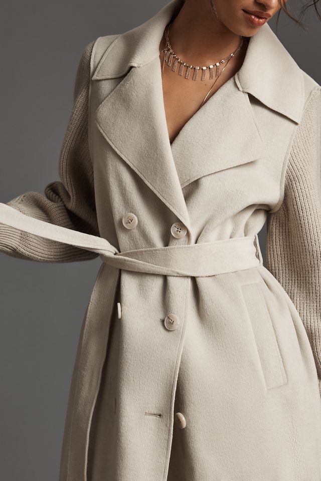Ellen Tracy Sweater-Sleeve Trench Coat #2