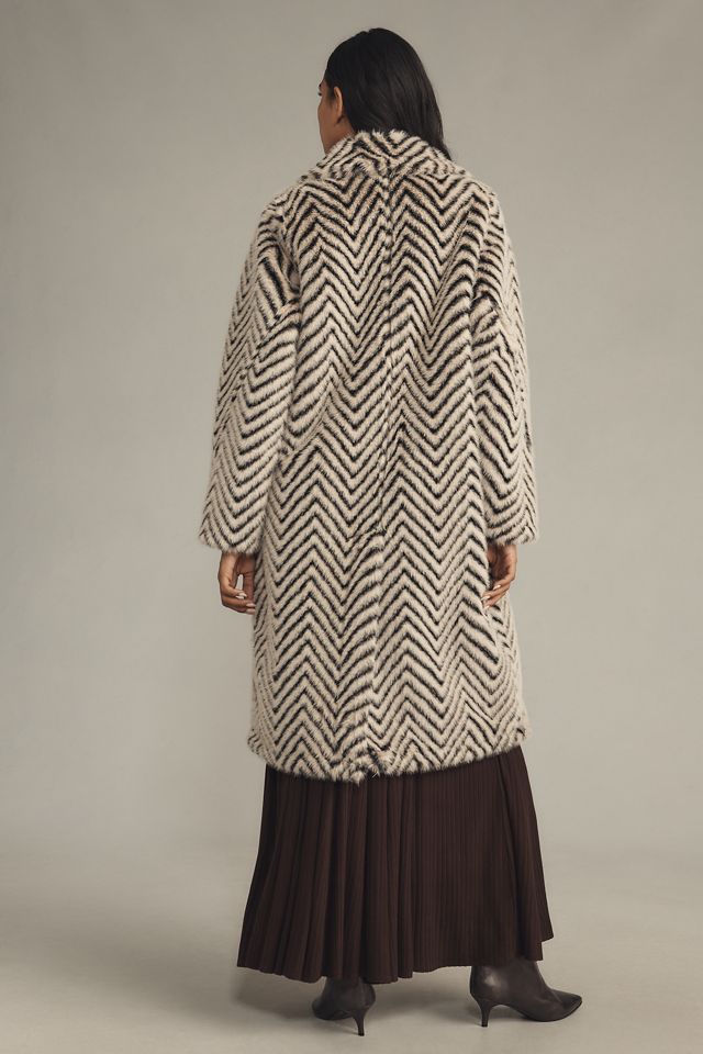 Badgley Mischka Yorn Chevron Luxe Faux-Fur Coat #2