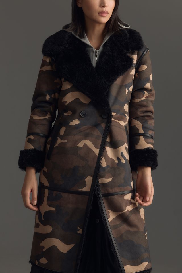 NVLT Faux-Shearling Double-Breasted Long Coat #1