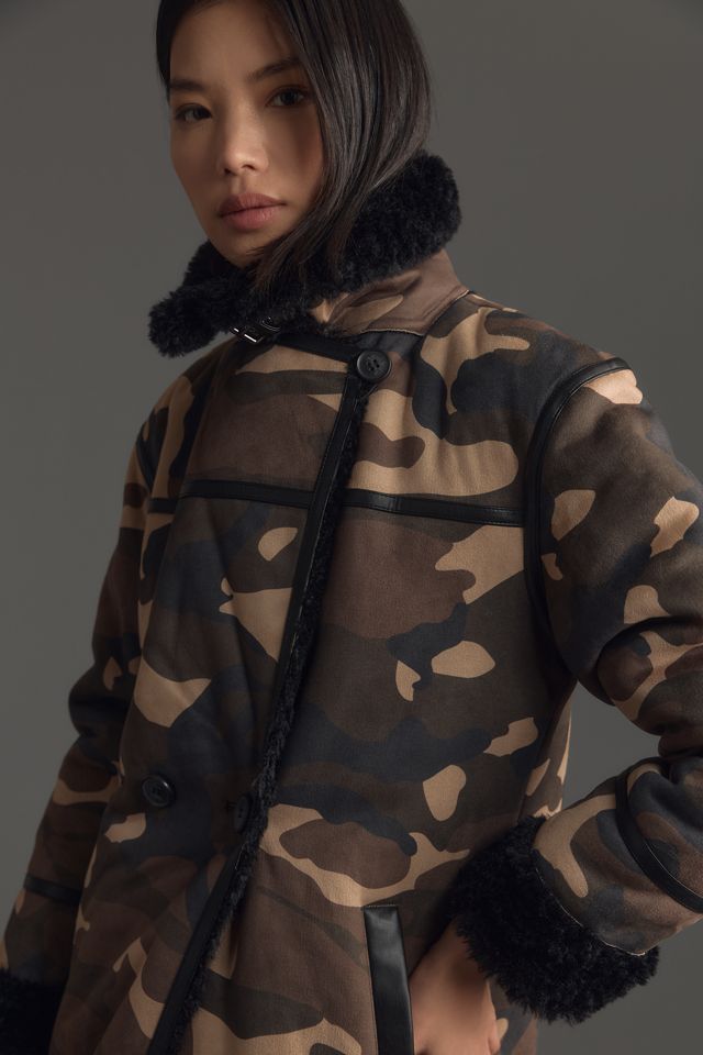 NVLT Faux-Shearling Double-Breasted Long Coat #2