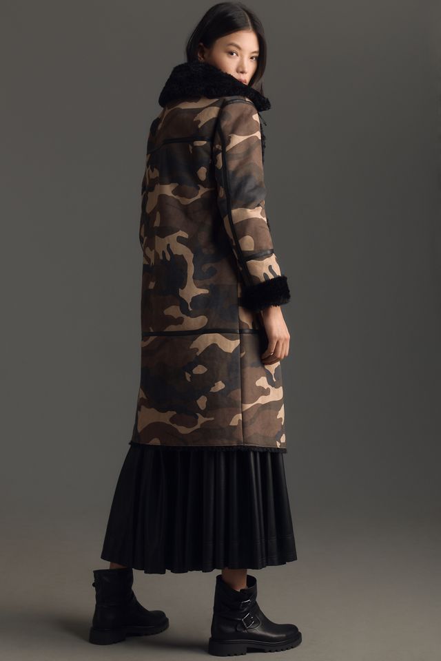 NVLT Faux-Shearling Double-Breasted Long Coat #3