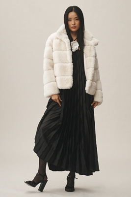 Nvlt Bold Stripe Faux-fur Eva Jacket In White