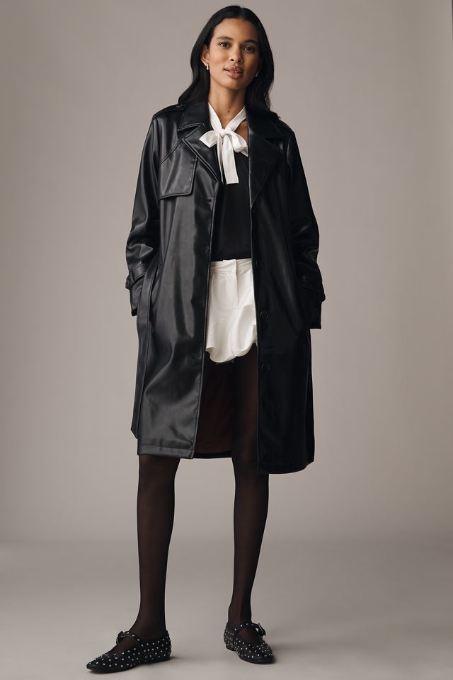 NVLT Faux-Leather Trench Coat #3
