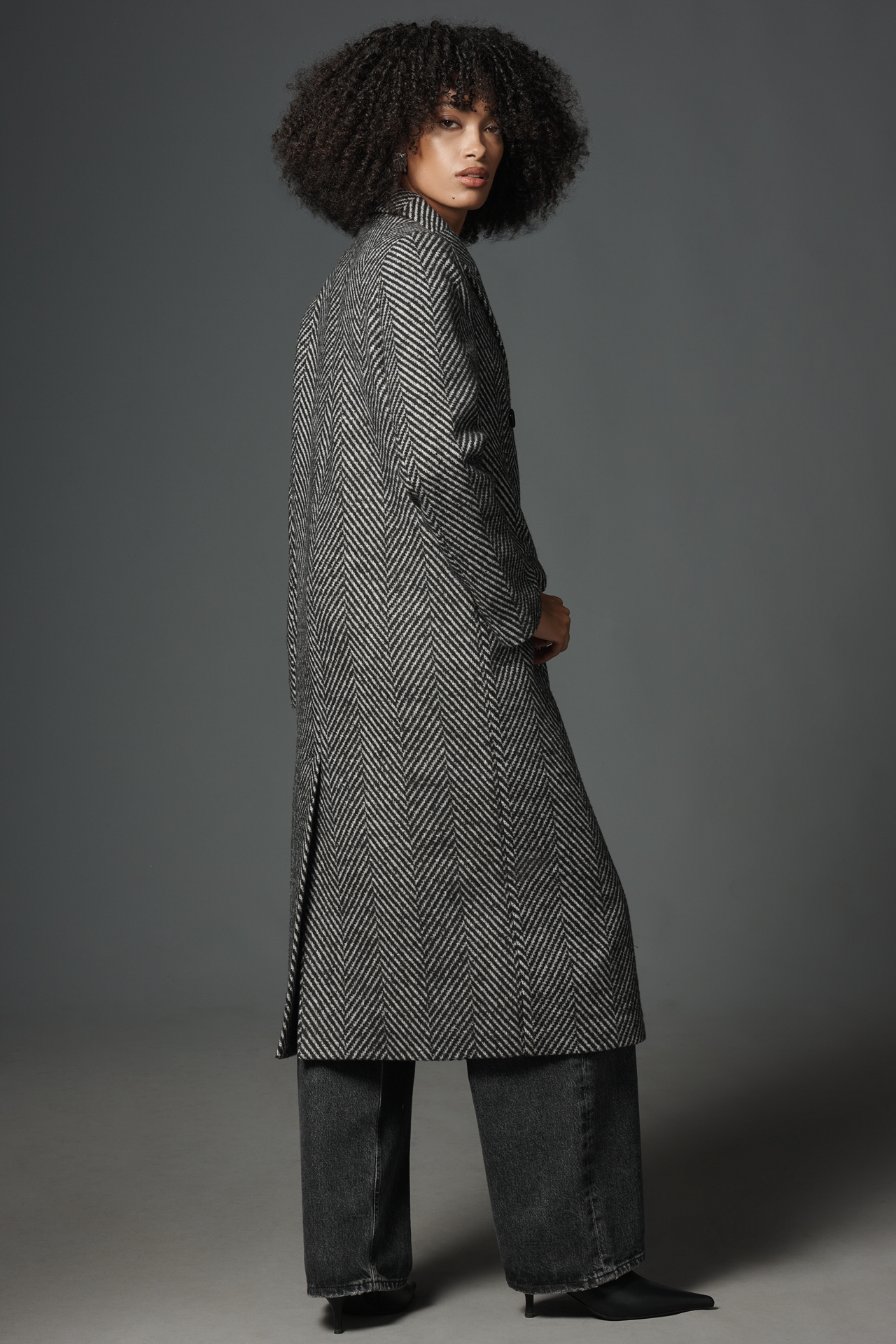 NVLT Chevron Long Double-Breasted Coat