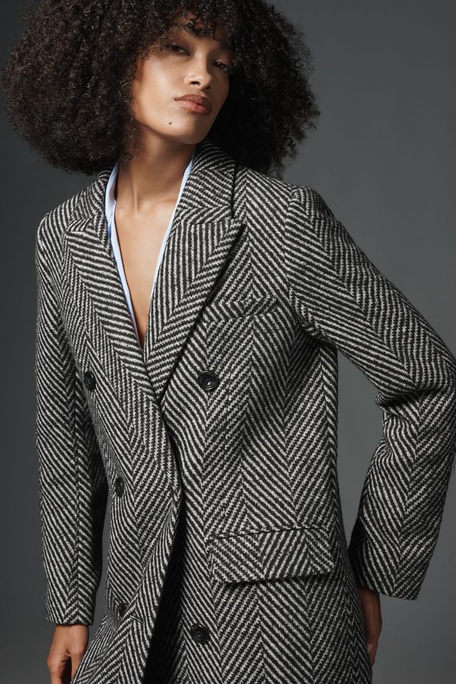 NVLT Chevron Long Double-Breasted Coat #2