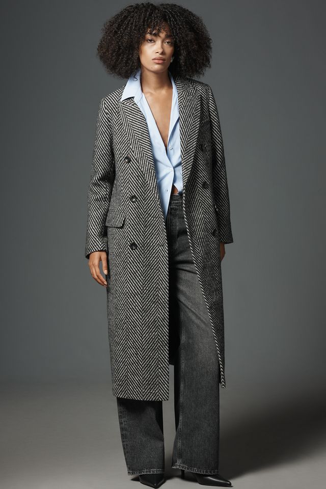 NVLT Chevron Long Double-Breasted Coat #3