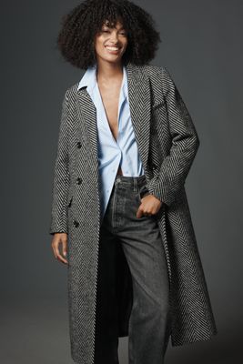 NVLT Chevron Long Double-Breasted Coat