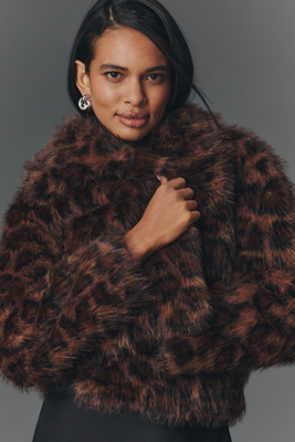 Nvlt Faux-fur Crop Jacket In Black