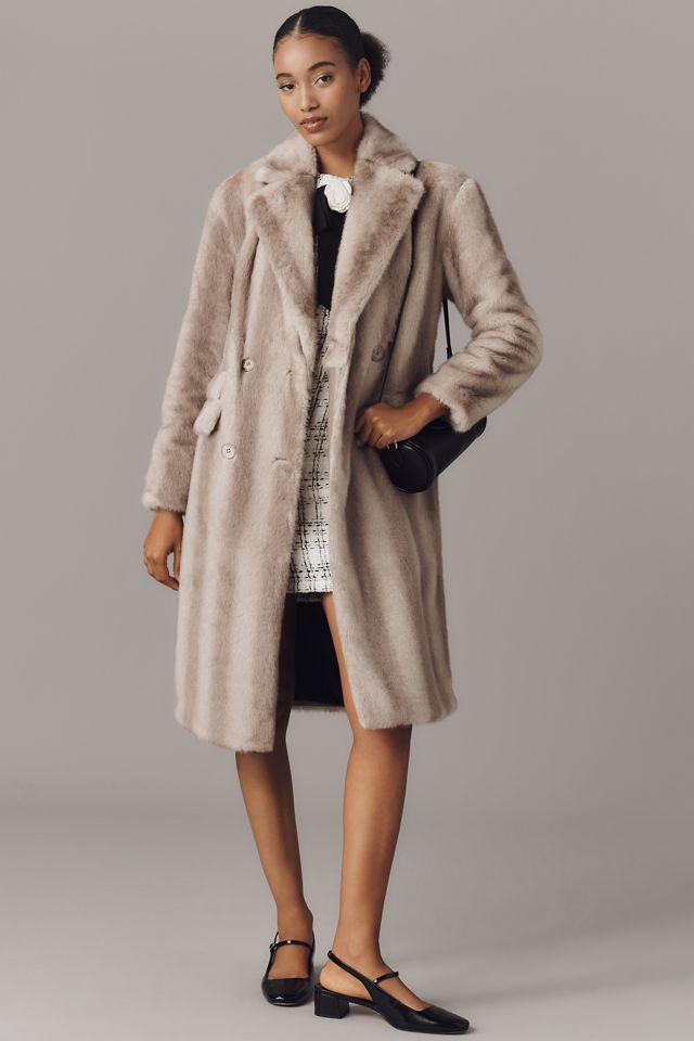 NVLT Mink Faux Fur Double-Breasted Coat #1