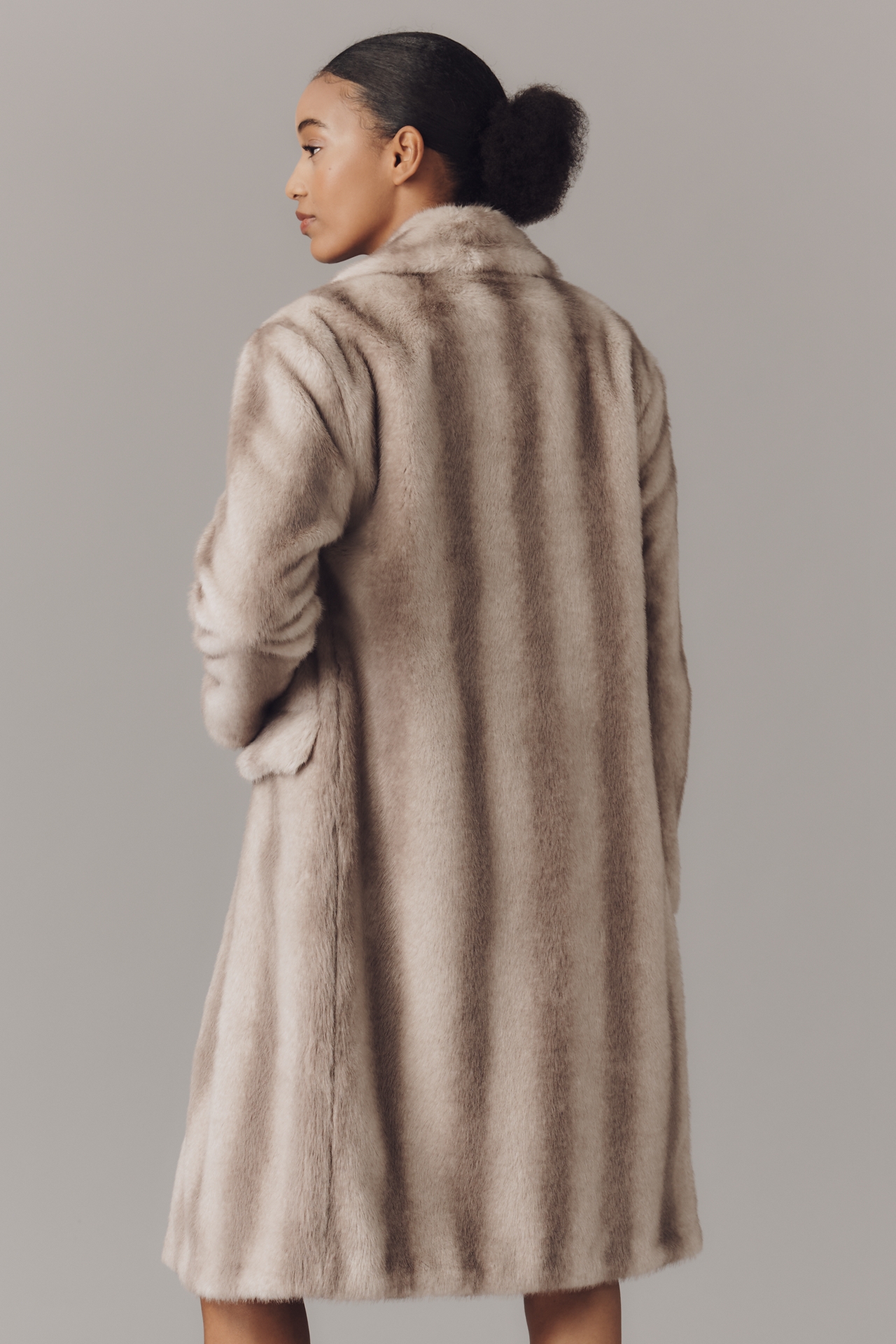 NVLT Mink Faux-Fur Double-Breasted Coat