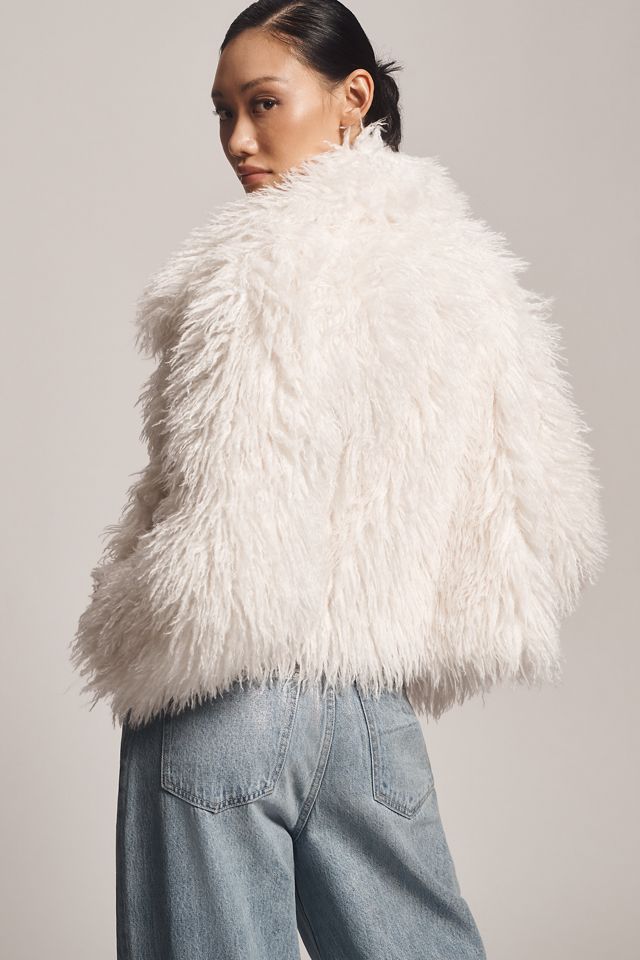 NVLT Crop Fringe Faux-Fur Coat #2