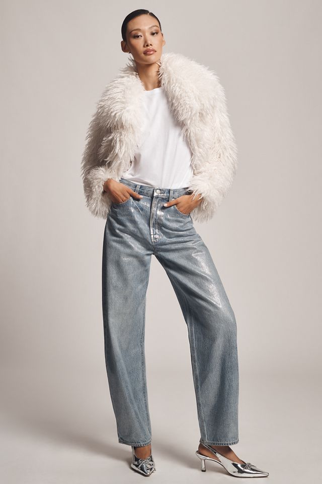 NVLT Crop Fringe Faux-Fur Coat #3