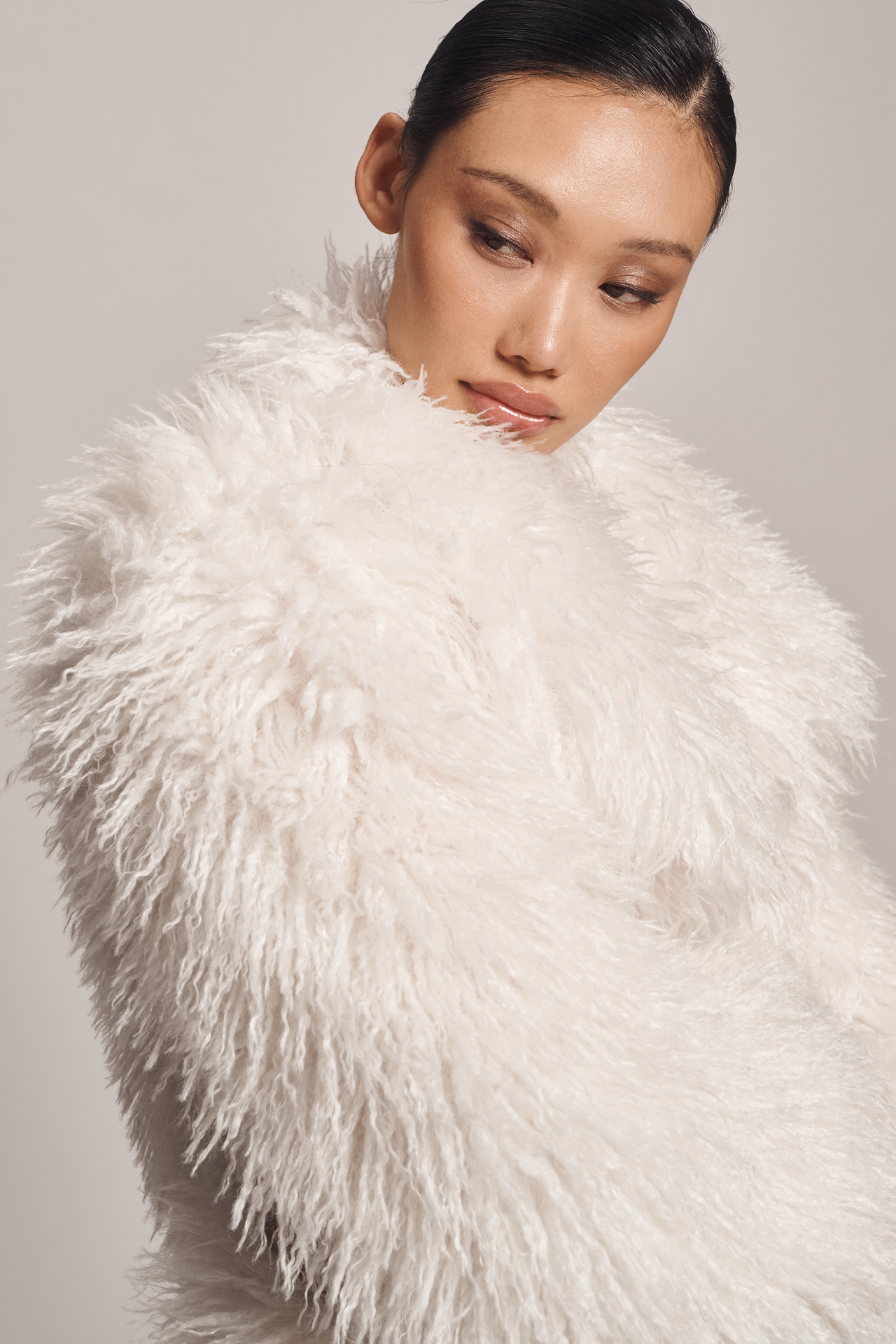 NVLT Crop Fringe Faux Fur Coat