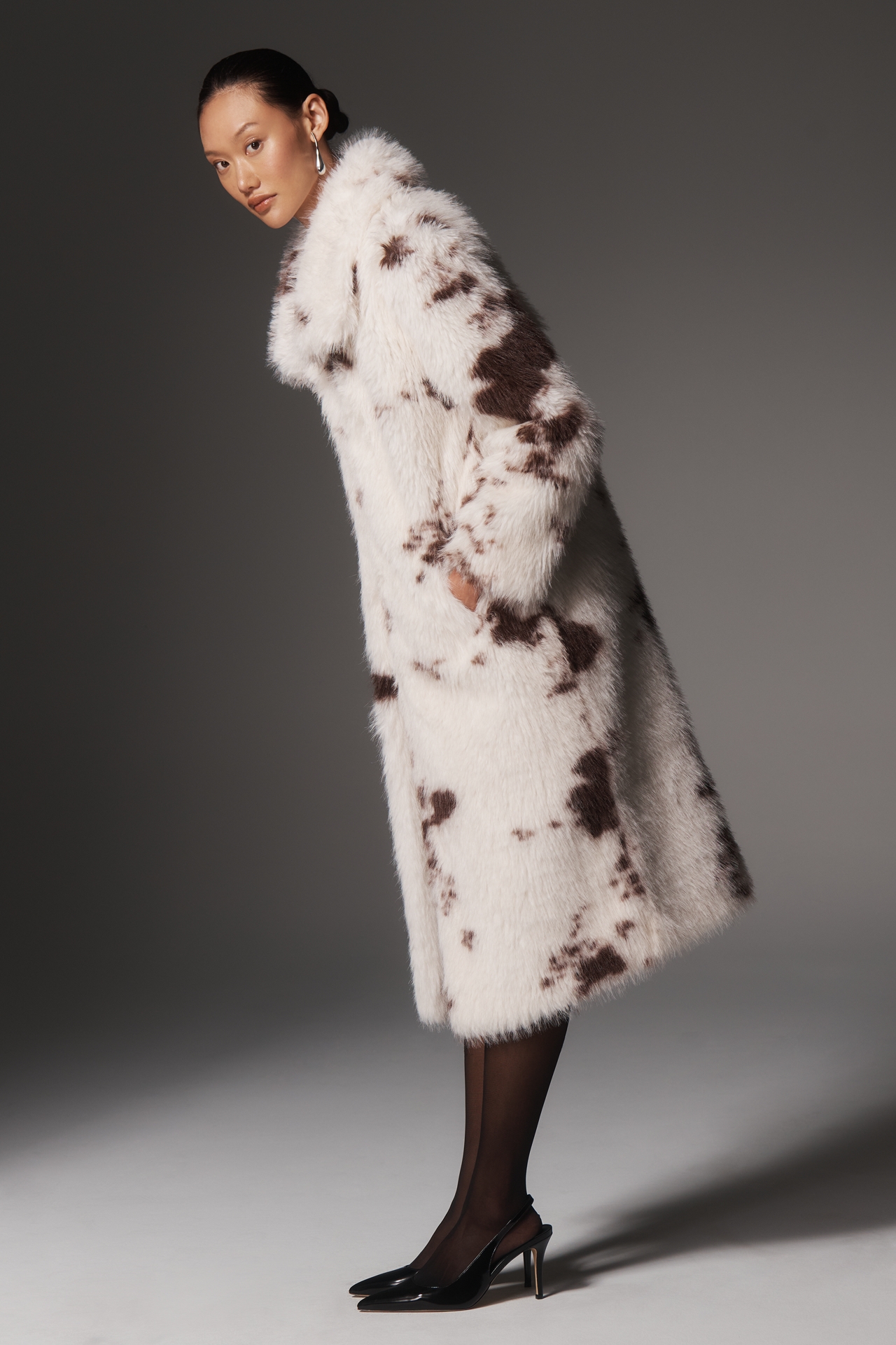 NVLT Faux-Fur Cow Print Coat
