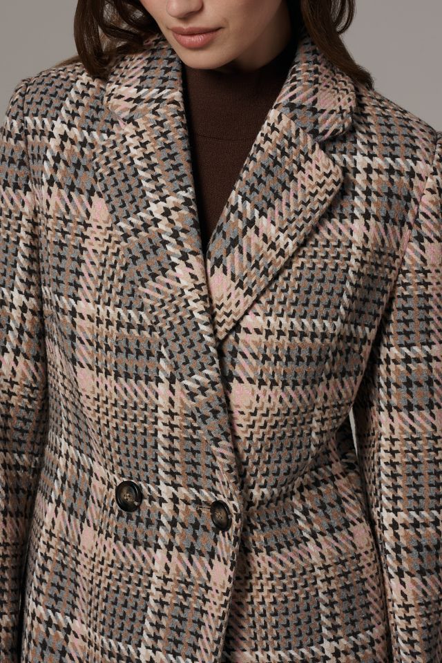 Ellen Tracy Plaid Tweed Double-Breasted Coat #1