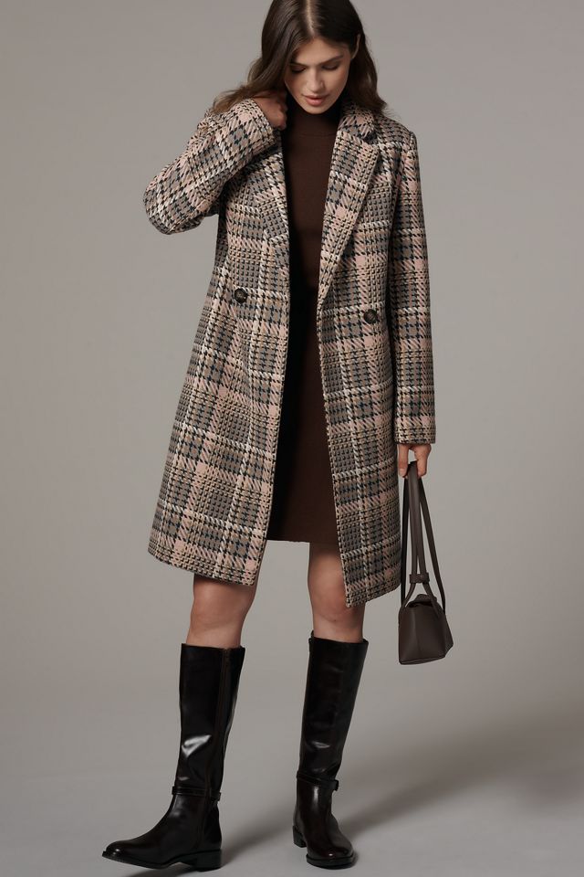 Ellen Tracy Plaid Tweed Double-Breasted Coat #3