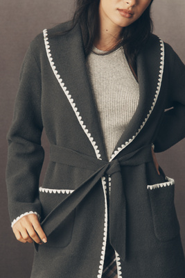 Nvlt Whipstitch Wrap Coat Jacket In Gray