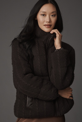Nvlt Sweater Knit Puffer Jacket In Brown